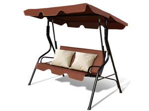 3 Seats Patio Canopy Swing Glider Hammock Cushioned Steel Frame Backyar Black/Green/Coffee 3 Seats Patio Canopy Swing Glider Hammock Cushioned Steel Frame Backyar Black/Green/Coffee