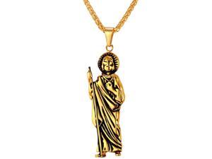 U7 Jesus Piece Pendant Necklace Stainless Steel/Yellow Gold Plated Wheat Chain Catholic Pendants Fashion Jewelry for Men or Women U7 Jesus Piece Pendant Necklace Stainless Steel/Yellow Gold Plated Wheat Chain Catholic Pendants Fashion Jewelry for Men or Women