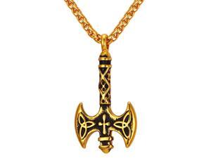 U7 Viking Style Pendant Axe Pendant Necklace Stainless Steel/Yellow Gold Plated Wheat Chain Cool Pendants Fashion Jewelry for Men U7 Viking Style Pendant Axe Pendant Necklace Stainless Steel/Yellow Gold Plated Wheat Chain Cool Pendants Fashion Jewelry for Men