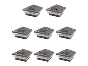 8 Pack Vintage Bronze Outdoor Garden 4 x 4 Solar 5-LED Post Deck Cap Square Fence Light Landscape Lamp PVC Vinyl Wood 8 Pack Vintage Bronze Outdoor Garden 4 x 4 Solar 5-LED Post Deck Cap Square Fence Light Landscape Lamp PVC Vinyl Wood