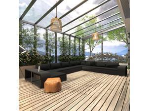 vidaXL 11 Piece Garden Lounge Set with Cushions Poly Rattan Black Patio Sofa vidaXL 11 Piece Garden Lounge Set with Cushions Poly Rattan Black Patio Sofa