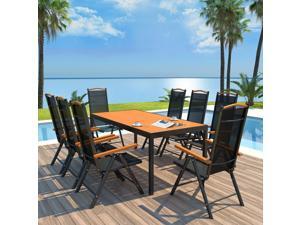 vidaXL 9 Piece Outdoor Dining Set Aluminum Brown Black Garden Patio Table Seat vidaXL 9 Piece Outdoor Dining Set Aluminum Brown Black Garden Patio Table Seat