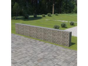 vidaXL Gabion Wall with Covers Galvanized Steel 236"x11.8"x39.4" Garden Fence vidaXL Gabion Wall with Covers Galvanized Steel 236"x11.8"x39.4" Garden Fence