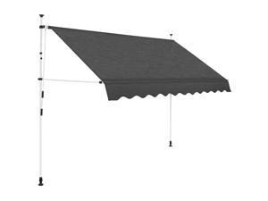 vidaXL Manual Retractable Awning 118.1" Anthracite Stripes Outdoor Awnings vidaXL Manual Retractable Awning 118.1" Anthracite Stripes Outdoor Awnings
