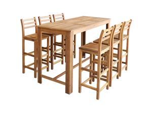 vidaXL 7 Piece Solid Acacia Wood Bar Table and Chair Set Kitchen Furniture vidaXL 7 Piece Solid Acacia Wood Bar Table and Chair Set Kitchen Furniture
