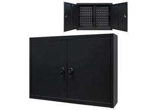 vidaXL Wall Mounted Tool Cabinet Industrial Metal 31.5" Black Tool Storage vidaXL Wall Mounted Tool Cabinet Industrial Metal 31.5" Black Tool Storage