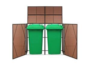 vidaXL Double Wheelie Bin Shed Poly Rattan Brown Garbage Cover Trash Bin Shed vidaXL Double Wheelie Bin Shed Poly Rattan Brown Garbage Cover Trash Bin Shed