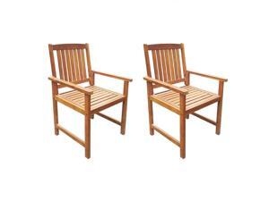vidaXL 2x Solid Acacia Wood Garden Chairs Armrests Outdoor Dining Seating vidaXL 2x Solid Acacia Wood Garden Chairs Armrests Outdoor Dining Seating