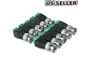 10 pcs BNC Male Coaxial Balun Connector CAT5 Cable Screw Terminal CCTV Video Camera LOT 10 pcs BNC Male Coaxial Balun Connector CAT5 Cable Screw Terminal CCTV Video Camera LOT