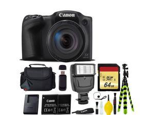 Canon PowerShot SX420 is Digital Point and Shoot Camera + Extra Battery + Digital Flash + Camera Case + 64GB Class 10 Me