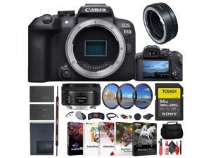 Canon EOS R10 Mirrorless Camera + Canon EF 50mm Lens + Canon Mount Adapter + More