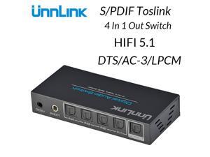 Unnlink HIFI 5.1 SPDIF 4X1 Toslink Switch Optical Audio Switch DTS AC3 LPCM IR Remote 4 in 1 Out for Soundbar Speaker Amplifiers Unnlink HIFI 5.1 SPDIF 4X1 Toslink Switch Optical Audio Switch DTS AC3 LPCM IR Remote 4 in 1 Out for Soundbar Speaker Amplifiers