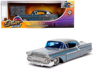 1958 Chevrolet Impala Raw Metal w/Blue Line Details "Street Low" "Jada 20th Anniversary" 1/24 Diecast Model Car by Jada 1958 Chevrolet Impala Raw Metal w/Blue Line Details "Street Low" "Jada 20th Anniversary" 1/24 Diecast Model Car by Jada