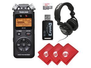 TASCAM Portable Digital Recorder with Microphones, Headphones, 64GB Memory Card, and 3 Pcs Microfiber Cloth (DR-05) TASCAM Portable Digital Recorder with Microphones, Headphones, 64GB Memory Card, and 3 Pcs Microfiber Cloth (DR-05)