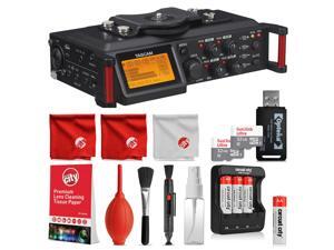 TASCAM 4-Channel Portable Linear PCM Audio Recorder for DSLR and Video Cameras, 2x32GB Micro SD Card, 3 pcs Cleaning Cloth and Accessory Bundle, Black (DR-70D) TASCAM 4-Channel Portable Linear PCM Audio Recorder for DSLR and Video Cameras, 2x32GB Micro SD Card, 3 pcs Cleaning Cloth and Accessory Bundle, Black (DR-70D)