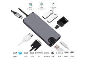 LUOM Type C 8 In 1 Hub with Ethernet RJ45, 4K USB C to HDMI, VGA, 2*USB3.0, SD/TF Card Reader,PD Charge Port for MacBook Pro 2019/2018, iMac 2017, Huawei MateBook, Chromebook Pixel and USB C Devices LUOM Type C 8 In 1 Hub with Ethernet RJ45, 4K USB C to HDMI, VGA, 2*USB3.0, SD/TF Card Reader,PD Charge Port for MacBook Pro 2019/2018, iMac 2017, Huawei MateBook, Chromebook Pixel and USB C Devices