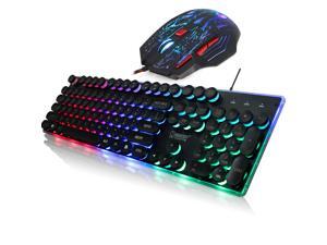 ZERODATE J40 Rainbow Backlit Wired Gaming Keyboard Mouse Combo, LED 104 Keys USB Ergonomic Keyboard, 5500DPI 67 Button Mouse for Windows PC Gamer Desktop, Computer ZERODATE J40 Rainbow Backlit Wired Gaming Keyboard Mouse Combo, LED 104 Keys USB Ergonomic Keyboard, 5500DPI 67 Button Mouse for Windows PC Gamer Desktop, Computer