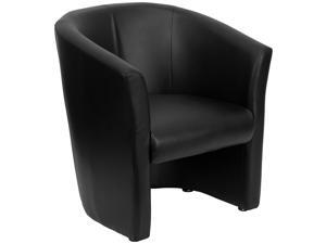 Black Leather Barrel-Shaped Guest Chair Black Leather Barrel-Shaped Guest Chair