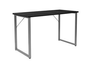 Harvey Black Finish Computer Desk with Silver Metal Frame Harvey Black Finish Computer Desk with Silver Metal Frame