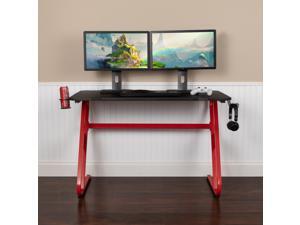Red Gaming Ergonomic Desk with Cup Holder and Headphone Hook Red Gaming Ergonomic Desk with Cup Holder and Headphone Hook