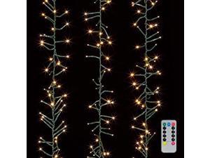 Christmas Cluster Lights 10 Foot Garland with 300 Warm White Lights on Green Wire with Remote Control - Raz Exclusive Twinkle Function Christmas Cluster Lights 10 Foot Garland with 300 Warm White Lights on Green Wire with Remote Control - Raz Exclusive Twinkle Function