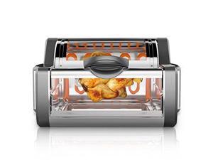 NutriChef Digital Countertop Rotisserie Oven - Rotating Roaster Grill Oven Stain Resistant Stainless Steel, Tempered Glass Includes Kebob Rack with 7 Skewers - PKRTVG65BK NutriChef Digital Countertop Rotisserie Oven - Rotating Roaster Grill Oven Stain Resistant Stainless Steel, Tempered Glass Includes Kebob Rack with 7 Skewers - PKRTVG65BK