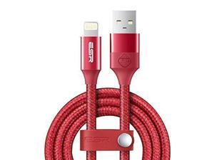 ESR USB to Lightning Durable 3.3ft Fast Charging Braided Cable Red For iPhone iPad Devices ESR USB to Lightning Durable 3.3ft Fast Charging Braided Cable Red For iPhone iPad Devices