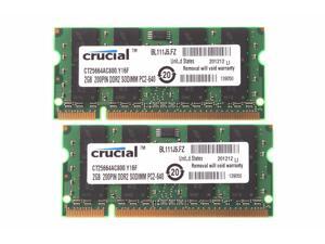 Crucial 4GB (2X 2GB) PC2-6400S DDR2 800Mhz SODIMM RAM Laptop Memory Crucial 4GB (2X 2GB) PC2-6400S DDR2 800Mhz SODIMM RAM Laptop Memory