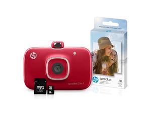 HP Sprocket 2-in-1 Portable Photo Printer & Instant Camera Bundle with 8GB MicroSD Card and ZINK Photo Paper – Red (5MS97A) HP Sprocket 2-in-1 Portable Photo Printer & Instant Camera Bundle with 8GB MicroSD Card and ZINK Photo Paper – Red (5MS97A)