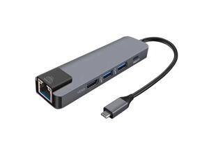 5 in 1 USB Type C Hub HDMI 4K USB C Hub to Gigabit Ethernet Rj45 Lan Adapter For Macbook Pro Thunderbolt 3 USB-C Charger Port 5 in 1 USB Type C Hub HDMI 4K USB C Hub to Gigabit Ethernet Rj45 Lan Adapter For Macbook Pro Thunderbolt 3 USB-C Charger Port