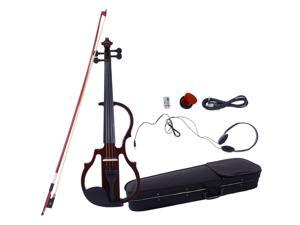 Electric Silent Violin 4/4 Brown Free Case Bow Rosin Headphone Brown Electric Silent Violin 4/4 Brown Free Case Bow Rosin Headphone Brown