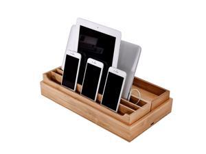 WELLAND Eco-Friendly Bamboo Multi Device Cords Organizer Stand Charging Station and Drawer Organizers WELLAND Eco-Friendly Bamboo Multi Device Cords Organizer Stand Charging Station and Drawer Organizers