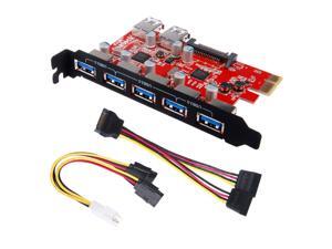 Inateck Superspeed 7 Ports PCI-E to USB 3.0 Expansion Card - 5 USB 3.0 Ports and 2 Rear USB 3.0 Ports Express Card Desktop with 15 Pin SATA Power Connector, Including Two Power Cables (KT5002) Inateck Superspeed 7 Ports PCI-E to USB 3.0 Expansion Card - 5 USB 3.0 Ports and 2 Rear USB 3.0 Ports Express Card Desktop with 15 Pin SATA Power Connector, Including Two Power Cables (KT5002)