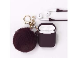 Airpods Case - Filoto Airpods Silicone Case Cover with Fur Ball Keychain/Strap for Apple Airpod (Burgundy) Airpods Case - Filoto Airpods Silicone Case Cover with Fur Ball Keychain/Strap for Apple Airpod (Burgundy)