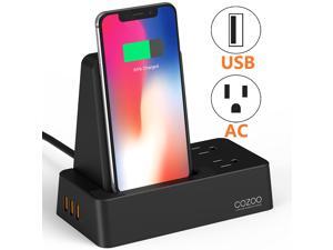COZOO Qi Wireless Charger Stand with 3-Port USB Charging Station Organizer Dock and 2 Outlets Power Strip for Multiple Devices 30W/6A (Wireless Charging Dock with USB and Outlet) COZOO Qi Wireless Charger Stand with 3-Port USB Charging Station Organizer Dock and 2 Outlets Power Strip for Multiple Devices 30W/6A (Wireless Charging Dock with USB and Outlet)