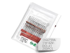 (Pack of 250 Pieces) 1N4759A 1N4759 Power Zener Diode 1W 62V DO-41 (DO-204AL) Axial Diodes 1 Watt 62 Volt (Pack of 250 Pieces) 1N4759A 1N4759 Power Zener Diode 1W 62V DO-41 (DO-204AL) Axial Diodes 1 Watt 62 Volt