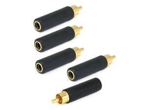 5pc 6.35mm 1/4" Mono Female Jack to RCA Male Plug Audio Adapter Cable Converter 5pc 6.35mm 1/4" Mono Female Jack to RCA Male Plug Audio Adapter Cable Converter