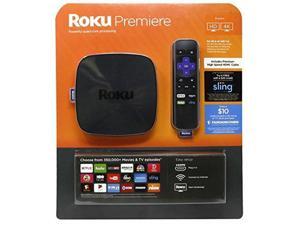 Roku PREMIERE Bundle | 4K UHD Streaming Media Player, Quad-Core Processor, Dual-Band Wi-Fi, and IR Remote | Bundle Includes: HDMI Cable, $20 Sling TV and $10 FandangoNow credit (Expires 12/31/17) Roku PREMIERE Bundle | 4K UHD Streaming Media Player, Quad-Core Processor, Dual-Band Wi-Fi, and IR Remote | Bundle Includes: HDMI Cable, $20 Sling TV and $10 FandangoNow credit (Expires 12/31/17)