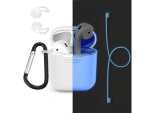 Bandmax Compatible Airpods Accessories 4 Pieces Set(Nightglow Blue),Silicone Airpods Case&Airpods Earhooks&Anti-Lost Strap&Carabiner Shockproof Case Cover Easy Compatible Airpods Charging Bandmax Compatible Airpods Accessories 4 Pieces Set(Nightglow Blue),Silicone Airpods Case&Airpods Earhooks&Anti-Lost Strap&Carabiner Shockproof Case Cover Easy Compatible Airpods Charging