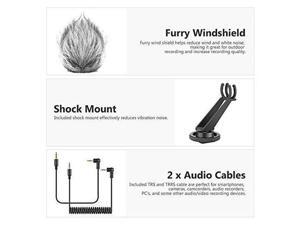 Neewer CM14 Universal Video Microphone with Headphone Jack Adapter Includes Shock Mount, Furry Wind Shield, Foam Cover, Compatible with iPhone11/11 Pro/11 Pro Max/XS/XR, Samsung Galaxy Huawei etc Neewer CM14 Universal Video Microphone with Headphone Jack Adapter Includes Shock Mount, Furry Wind Shield, Foam Cover, Compatible with iPhone11/11 Pro/11 Pro Max/XS/XR, Samsung Galaxy Huawei etc