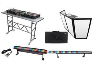 Odyssey ATT DJ Table + Scrim Werks SWF4846B 4x24" Façade Barrier + LED Lights Odyssey ATT DJ Table + Scrim Werks SWF4846B 4x24" Façade Barrier + LED Lights