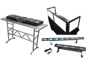 Odyssey ATT DJ Table + Scrim Werks SWFTT5816B Tabletop Façade + LED Lights Odyssey ATT DJ Table + Scrim Werks SWFTT5816B Tabletop Façade + LED Lights