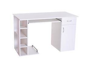 Computer Desk PC Workstation Table Storage Shelves Drawer w/ Keyboard Tray White Computer Desk PC Workstation Table Storage Shelves Drawer w/ Keyboard Tray White