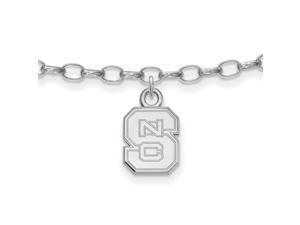 Sterling Silver Rhodium Plated LogoArt North Carolina State University Anklet Sterling Silver Rhodium Plated LogoArt North Carolina State University Anklet
