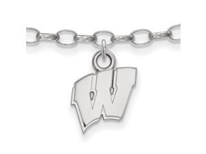 Sterling Silver Rhodium Plated LogoArt University Of Wisconsin Anklet Sterling Silver Rhodium Plated LogoArt University Of Wisconsin Anklet