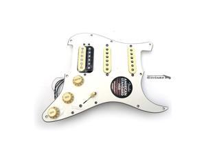New Fender ShawBucker USA 57/62 Pickups Loaded HSS Strat Pickguard Zebra / White New Fender ShawBucker USA 57/62 Pickups Loaded HSS Strat Pickguard Zebra / White
