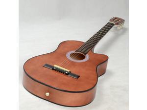 New 38" Coffee Cutaway Plywood 19 Frets 6 Strings Practice Acoustic Guitar New 38" Coffee Cutaway Plywood 19 Frets 6 Strings Practice Acoustic Guitar
