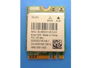 Dell Killer N1535 Wirless WiFi BlueTooth 4.1 Module Card QCNFA364A A00 VM1D6 Dell Killer N1535 Wirless WiFi BlueTooth 4.1 Module Card QCNFA364A A00 VM1D6