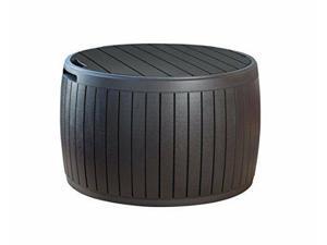 Keter 37 Gallon Circa Natural Wood Style Round Outdoor Storage Table Deck Box Keter 37 Gallon Circa Natural Wood Style Round Outdoor Storage Table Deck Box