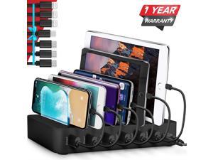 Poweroni USB Charging Station Dock - 6-Port - Fast Charge Docking Station for Multiple Devices - Multi Device Charger Organizer - Compatible with Apple iPad iPhone and Android Cell Phone and Tablet Poweroni USB Charging Station Dock - 6-Port - Fast Charge Docking Station for Multiple Devices - Multi Device Charger Organizer - Compatible with Apple iPad iPhone and Android Cell Phone and Tablet
